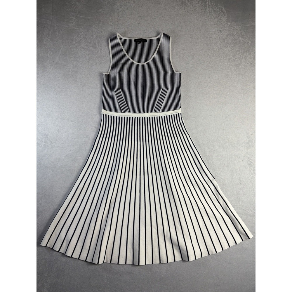 Banana‎ Republic Stripe-Knit Fit-and-Flare Dress, Size XSWhite/Blue